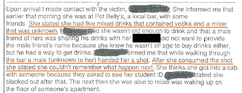 Incident Report by Investigator Angulo.